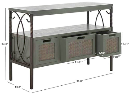 SAFAVIEH Home Collection – Joshua Ash Grey 3-Drawer Console Table with Shelf, view 4