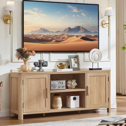 Farmhouse 55" Natural Oak Tv Stand, Tv Consoles for Living Room