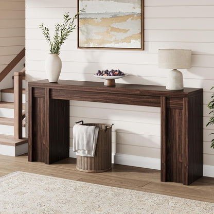 70.9-Inch Entryway Table, Wooden Farmhouse Console Table, Thick Sofa Table Behind Couch Table, Long Console Tables for Entryway Living Room, Walnut