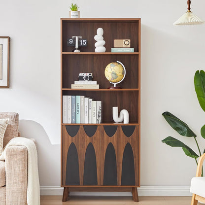 71-Inch Tall Freestanding Bookcase with Storage Doors