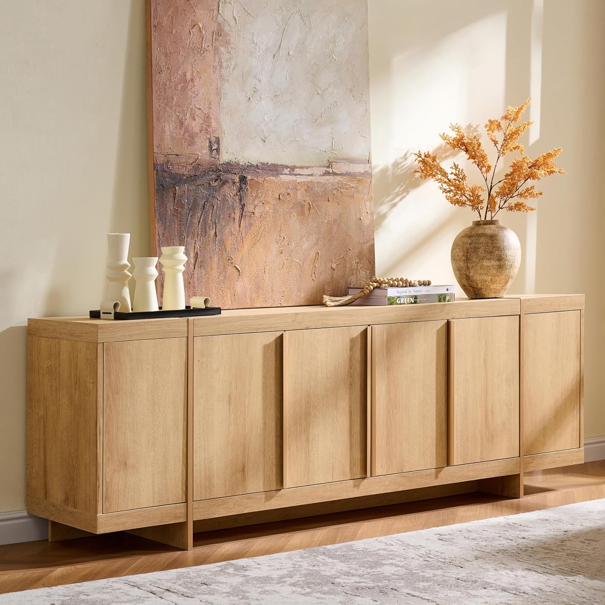 Modern 70" TV Stand Media Console for 80" TVs,Large Concealed Storage