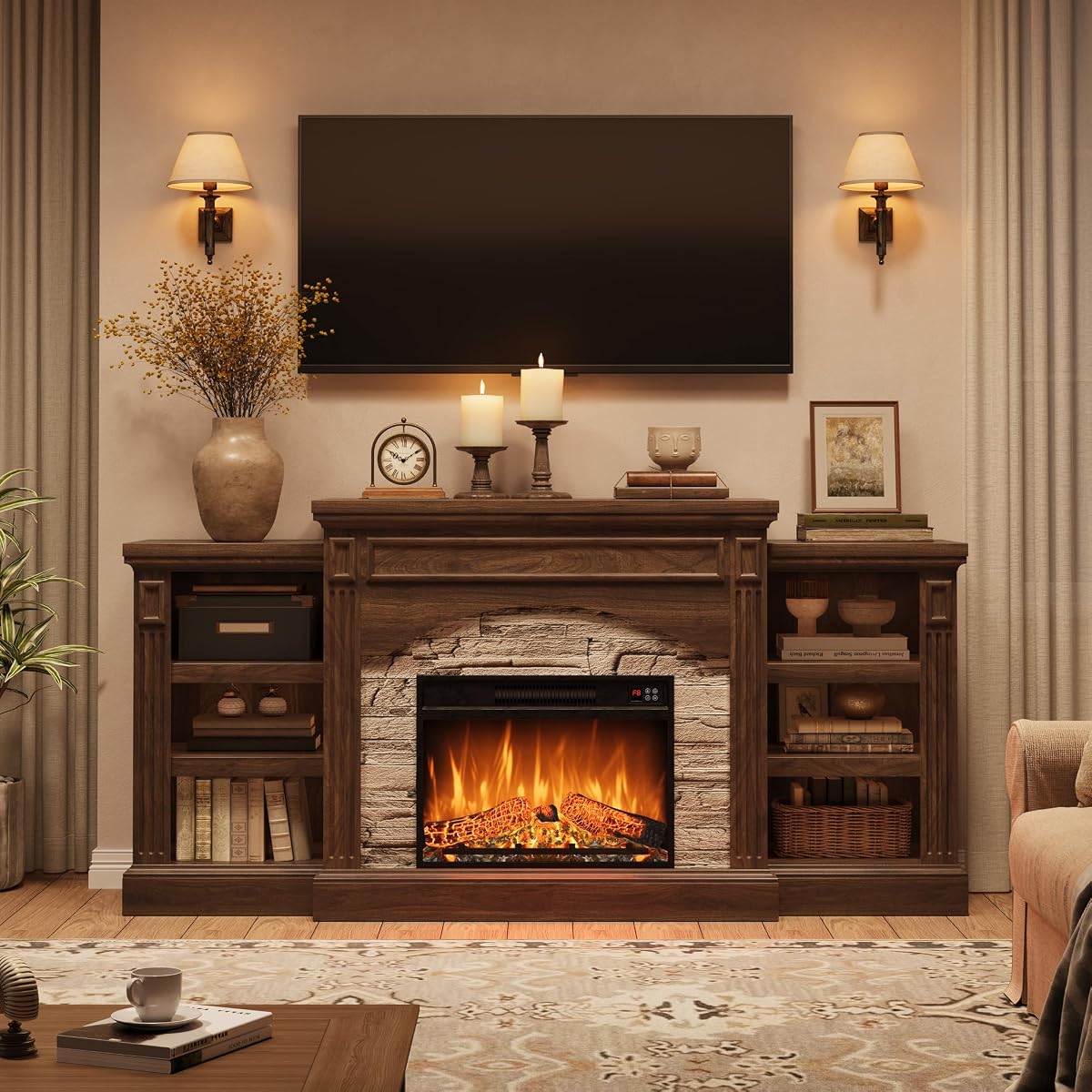 Fireplace TV Stand with Remote and 3D Flame