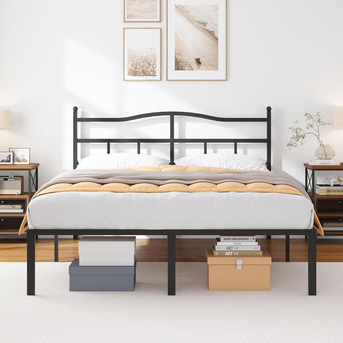 14 inch Full Bed Frame -Platform Bed Frame with Headbroad Metal Bed Frame