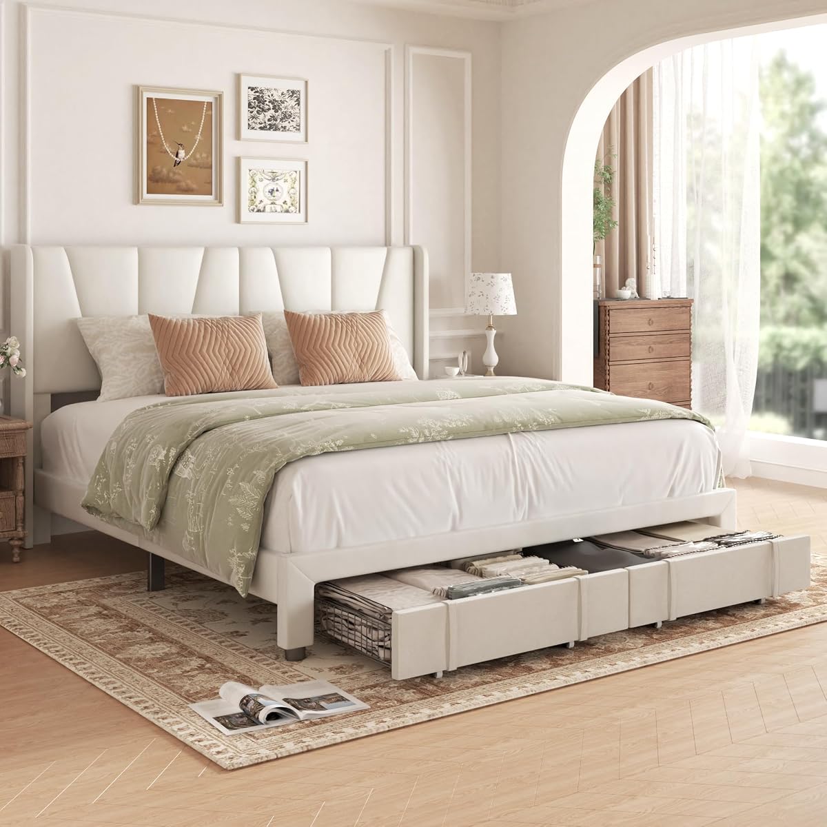 King Bed Frame with Storage Drawers