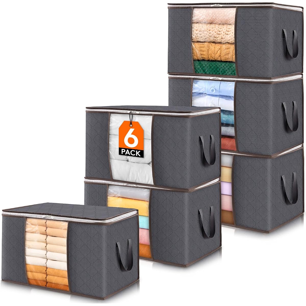 6 Pack Clothes Storage Bins with Lids