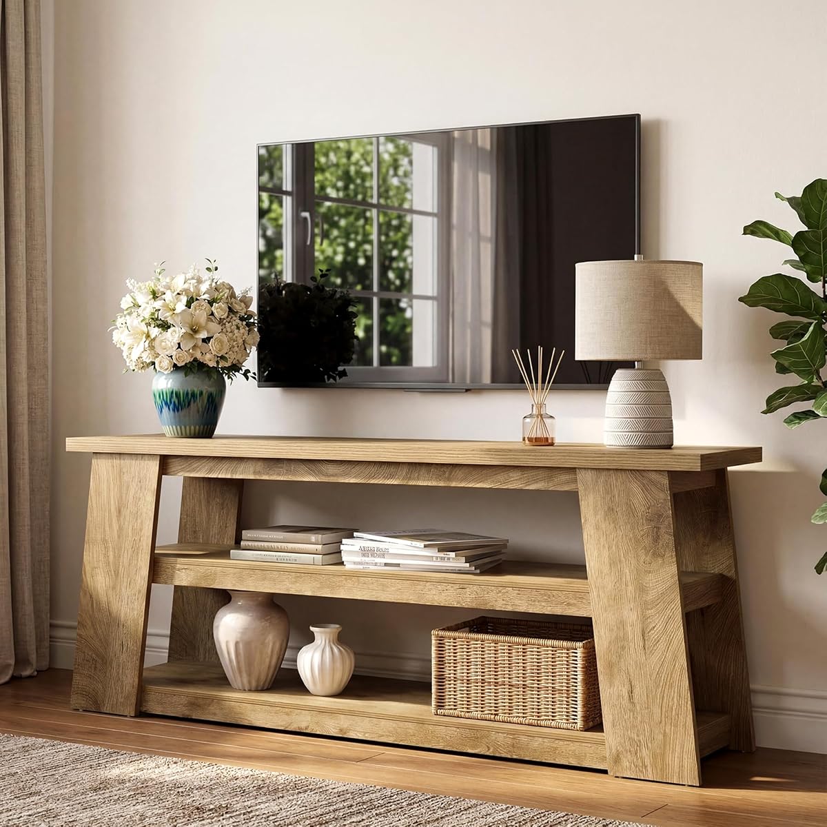 TV Stand with Storage for 65 Inch TV, Entertainment Center with Shelves