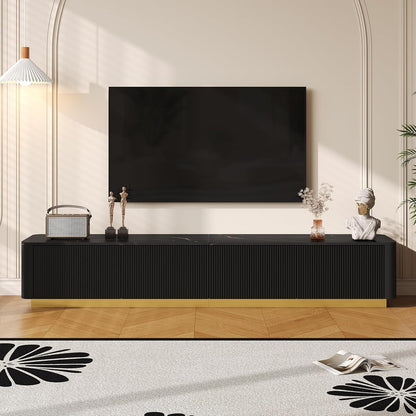 78.7" Black TV Stand for TVs up to 85", Modern Faux Marble Media Console