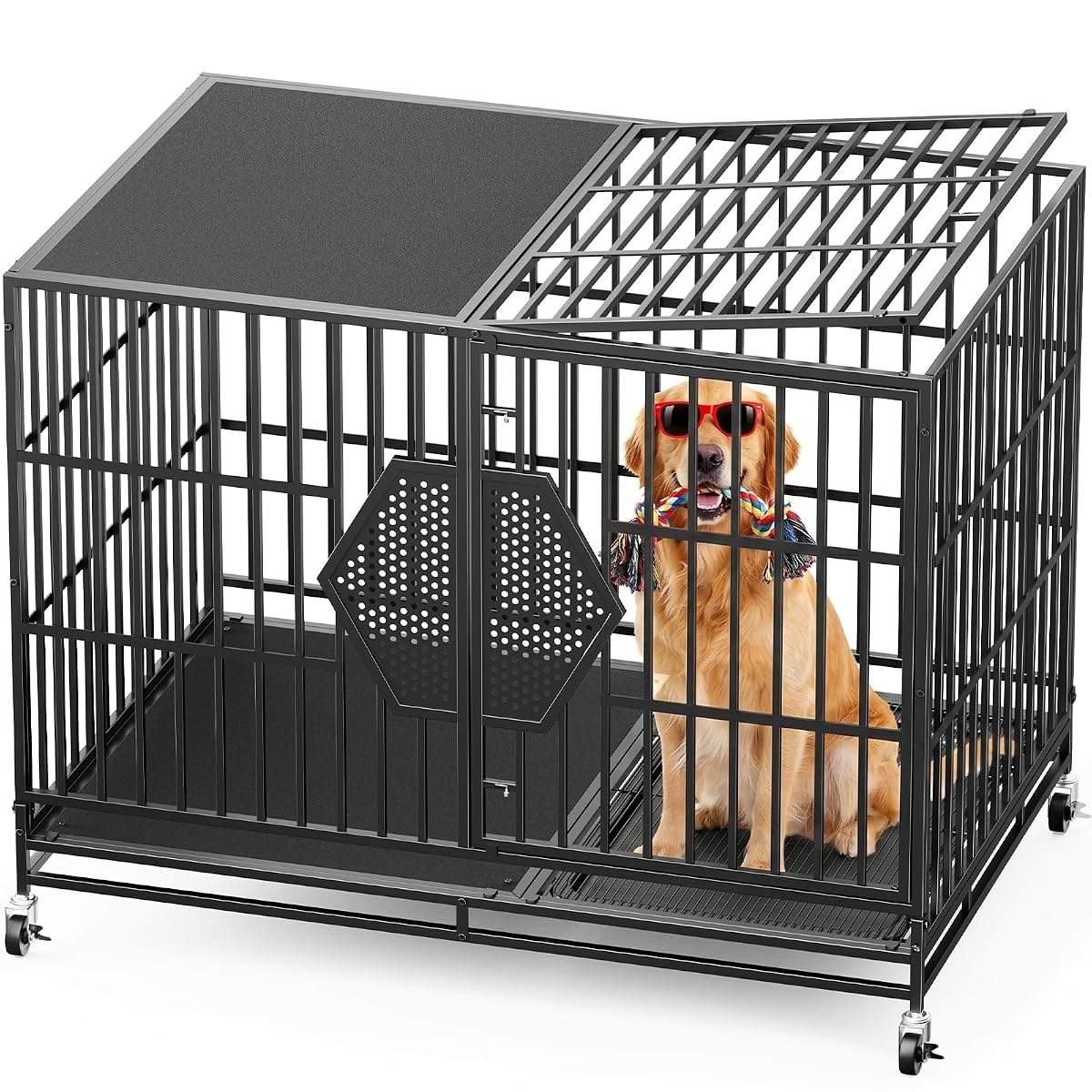 48'' Heavy Duty Dog Crates for Large Dogs, Dog Kennel Indoor