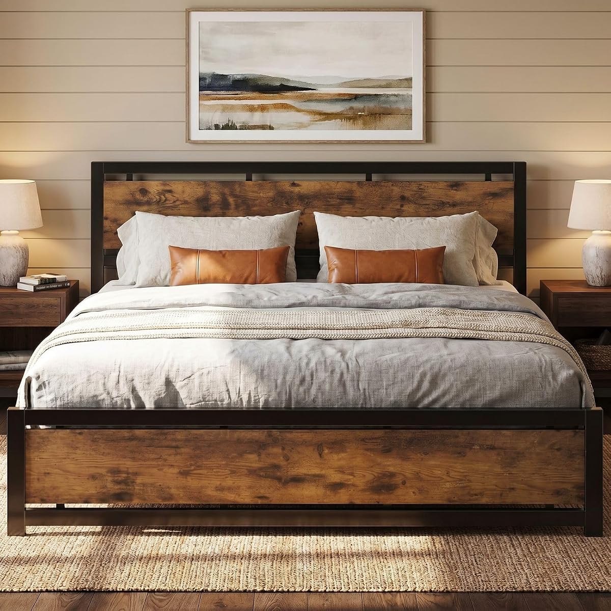 King Size Bed Frame with Headboard and Footboard