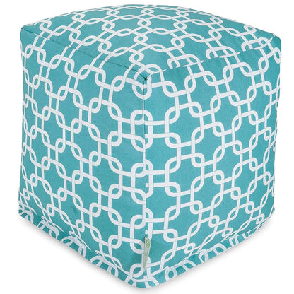 Goods Links Indoor/Outdoor Pouf Ottoman Stuffed Cube 17x17x17 Inches - Bean Bag Floor Pouf Ottoman for Foot Rest – Sitting Pouf Chair for Living Room – Nursery Pillow Ottoman - Teal