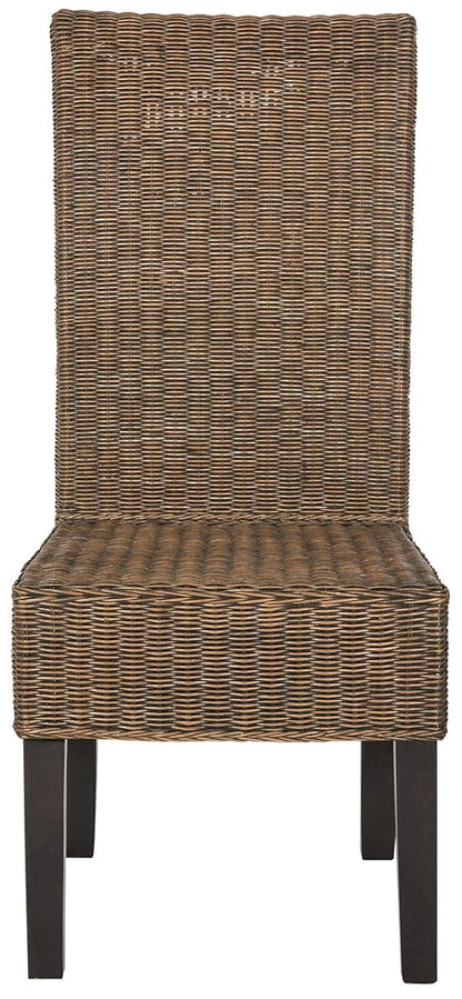 SAFAVIEH Furniture - Arjun Wicker Dining Chair Set of 2 - Brown & Multi - Rattan - Coastal Woven Design - Ideal for Dining Room, Kitchen, 17.7" Seat Height (SEA8013C-SET2)