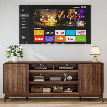 70" Mid Century TV Stand for Living Room Entrainment Center, Walnut