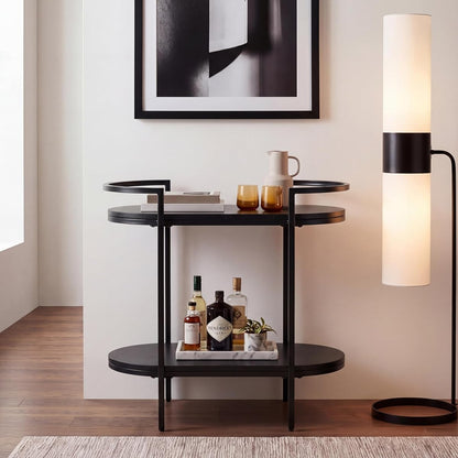 SAFAVIEH Home Collection Inessa Black/Black 2-Tier Bar Cart
