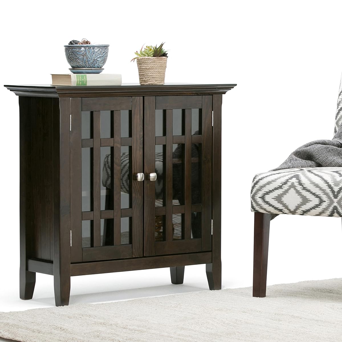 Bedford 32" Wide Solid Wood Cabinet in Brunette Brown
