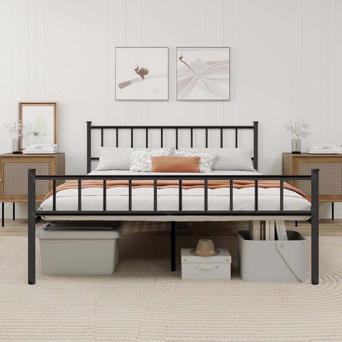 Metal Platform Full Size Bed Frame, Black