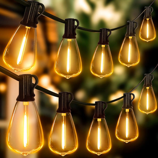 Outdoor String Lights 120FT with 60+2 Spare ST38 Vintage Bulbs, Shatterproof Connectable Patio Lights, 2200K Warm White Waterproof Outside Hanging Light for Yard Camping Gazebo Porch Balcony