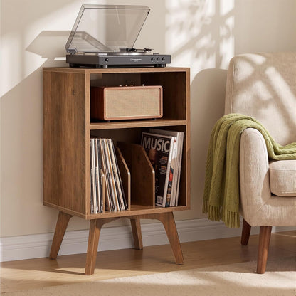 End Table, Mid-Century Record Player Stand, Holds 160 Albums