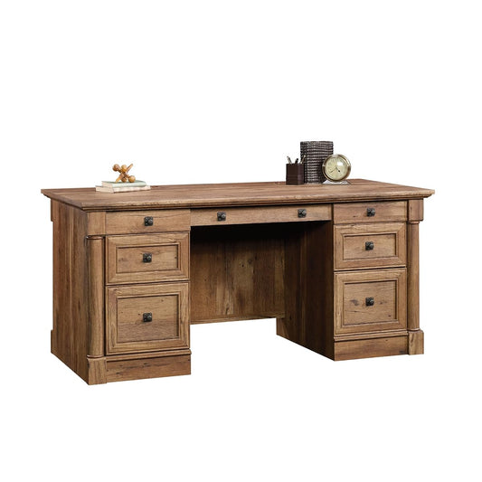 Palladia Executive Desk, 29.5"D x 65.1"W x 29.61"H, Vintage Oak finish