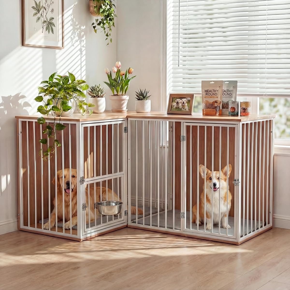 Dog Crate Furniture for 2 Dogs