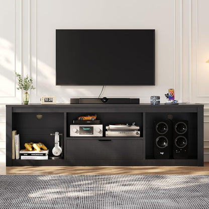 70" Black Gaming TV Stand with LED Lights & Power Outlet
