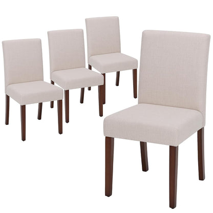 Upholstered Dining Chairs Set of 4, Modern Fabric Dining Room Chair, Wooden Dining Chair, Kitchen Side Chairs, Farmhouse Dinner Chair with High Back for Kitchen, Beige