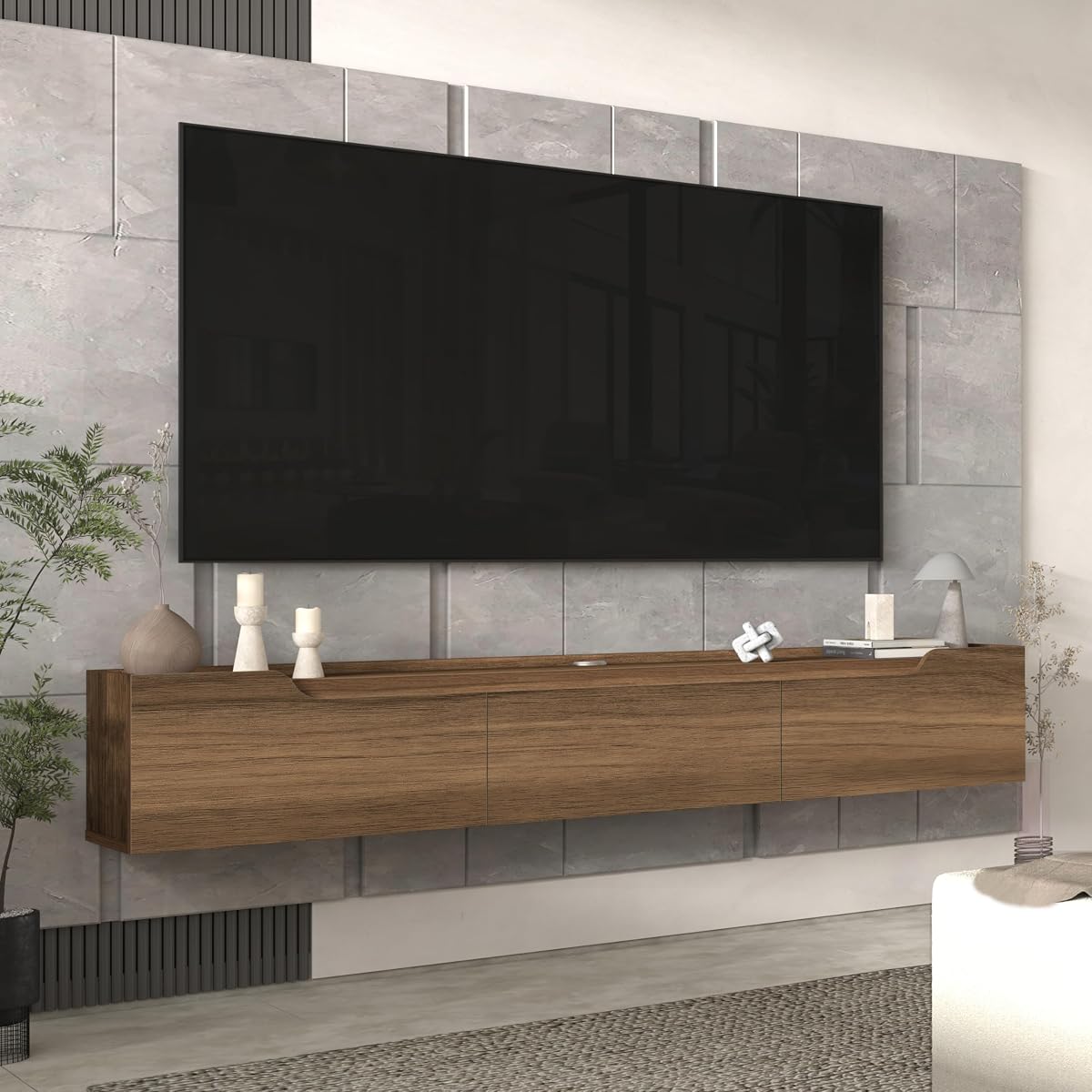Atelier Mobili Floating TV Stand for Up to 80 Inch TVs – Wall Mounted