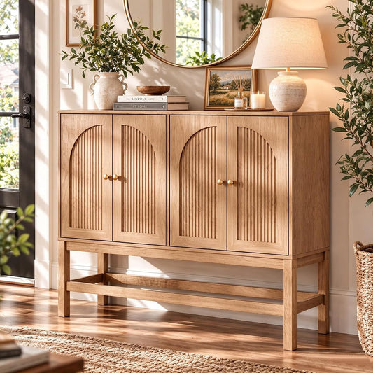 47.2'' Fluted Sideboard Buffet Cabinet, Wooden Storage Cabinet