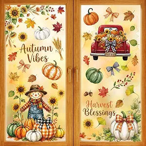 Fall Window Clings Decor Autumn Harvest Thanksgiving Decorations Stickers, view 2