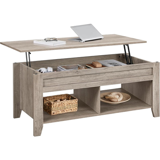 Yaheetech Lift Top Coffee Table with Hidden Storage Compartment & Lower Shelf, Lift Tabletop Farmhouse Table for Living Room Office Reception, 47.5in L, Gray