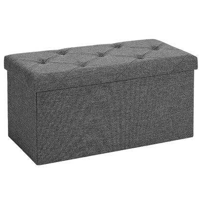 30 Inches Folding Storage Ottoman Bench with Padded Seat for Bedroom, Small End of Bed Foot Rest Stools Storage Chest, Living Room, Pure Grey.