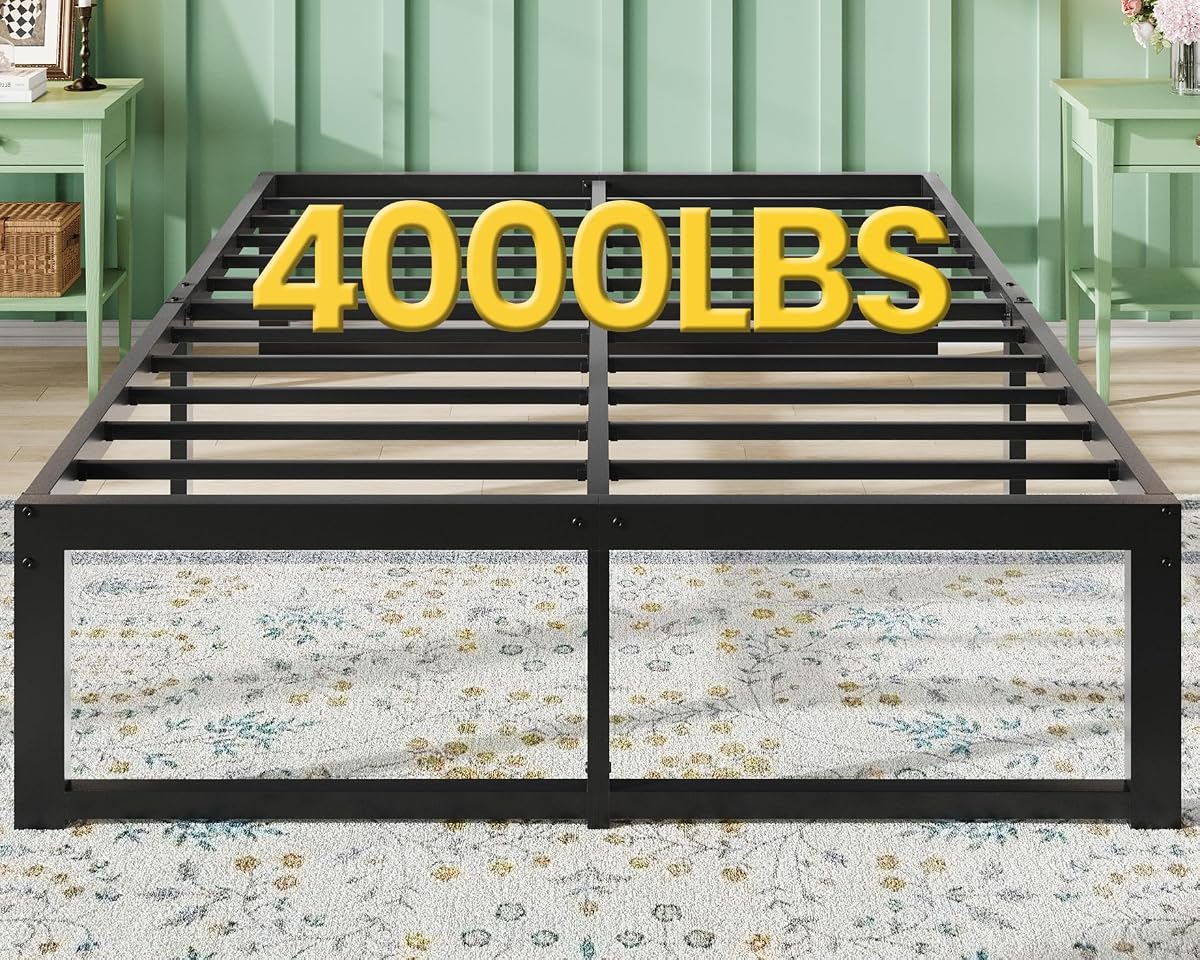 Full Bed Frame, 14 Inch Heavy Duty Metal Platform Beds,Black