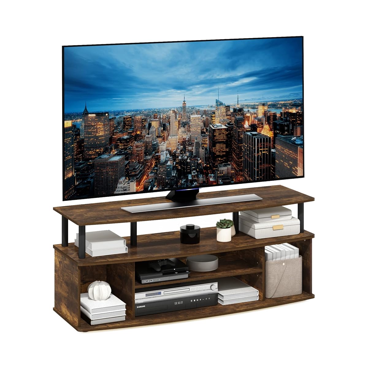 Jaya 4-Tier TV Stand for TV up to 55 Inch, Amber Pine