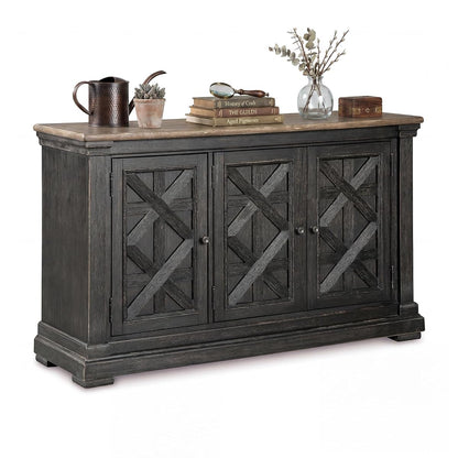 Signature Design by Ashley Farmhouse Sideboard Buffet Cabinet, Black/Gray