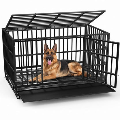 48" Heavy Duty Dog Crate for Large Dogs, Black