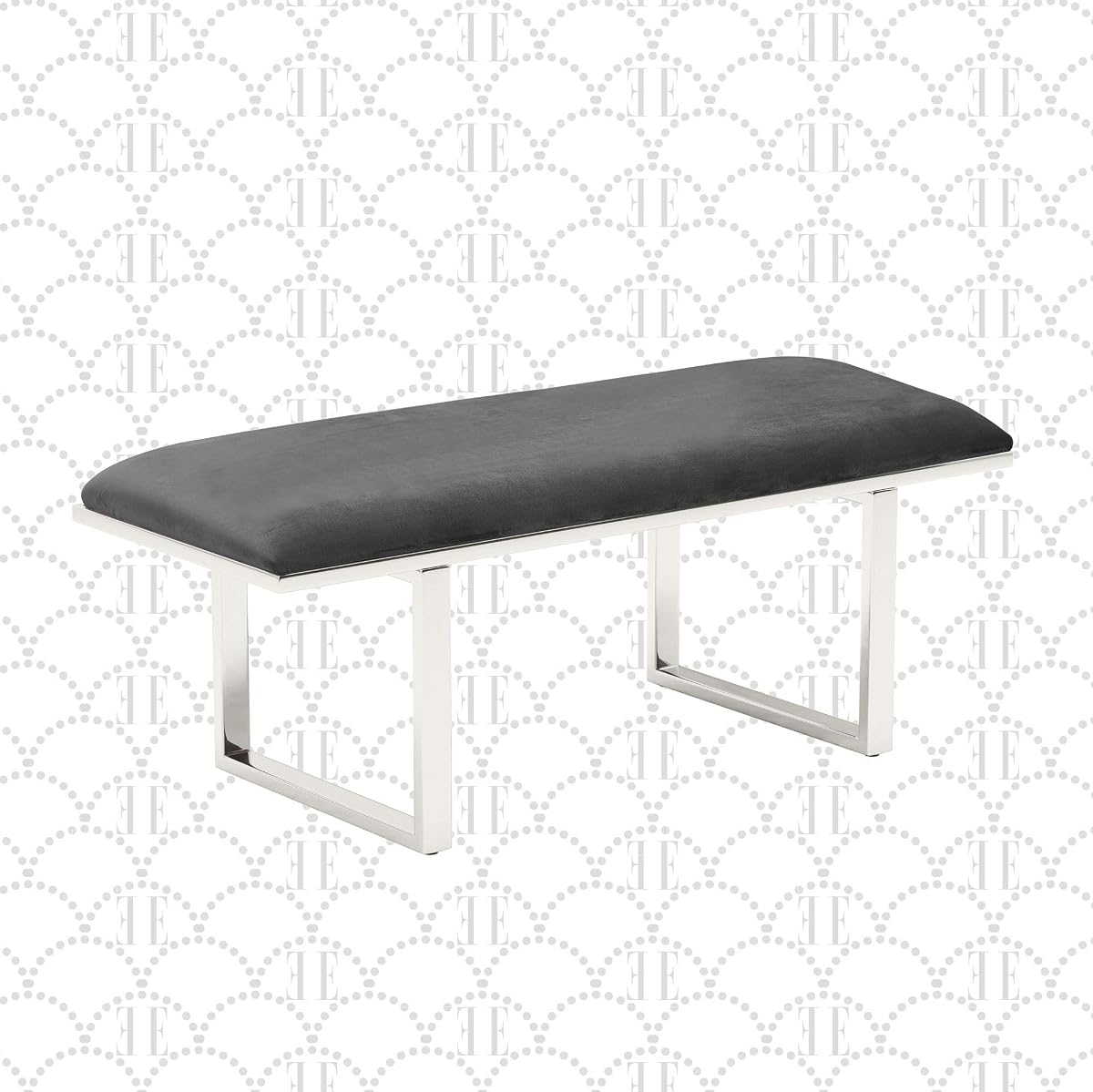 Remi Velvet Bedside Bench, Upholstered Ottoman, Entryway Accent Furniture, Easy Assembly, Dark Grey