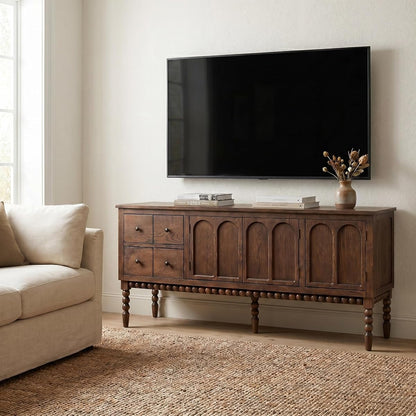 65" TV Entertainment Console, Buffet Cabinet, Cocoa Brown