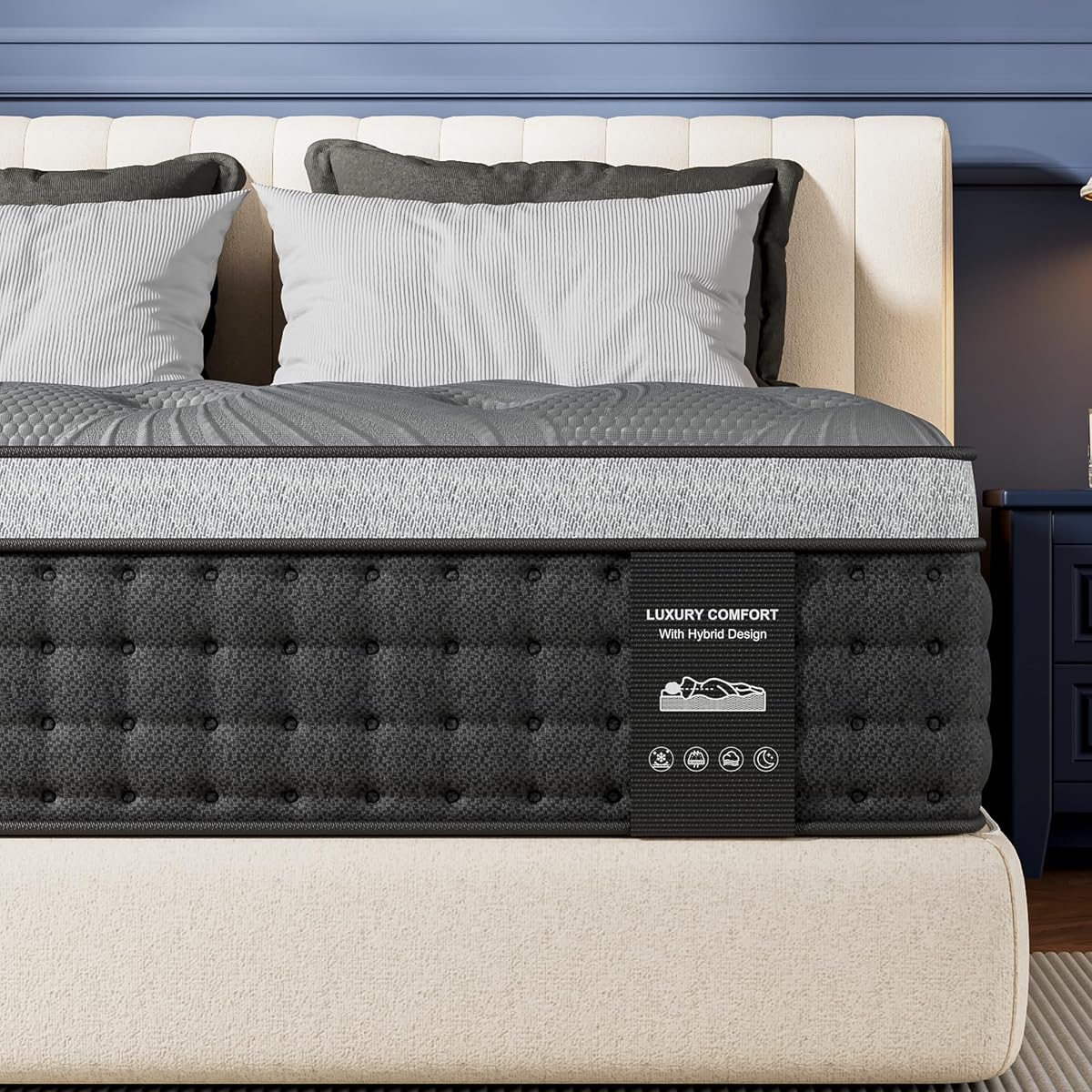 Firm Queen Mattress 14 inch, Cooling Hybrid Queen Mattress in a Box