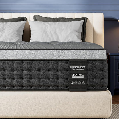 Firm Queen Mattress 14 inch, Cooling Hybrid Queen Mattress in a Box