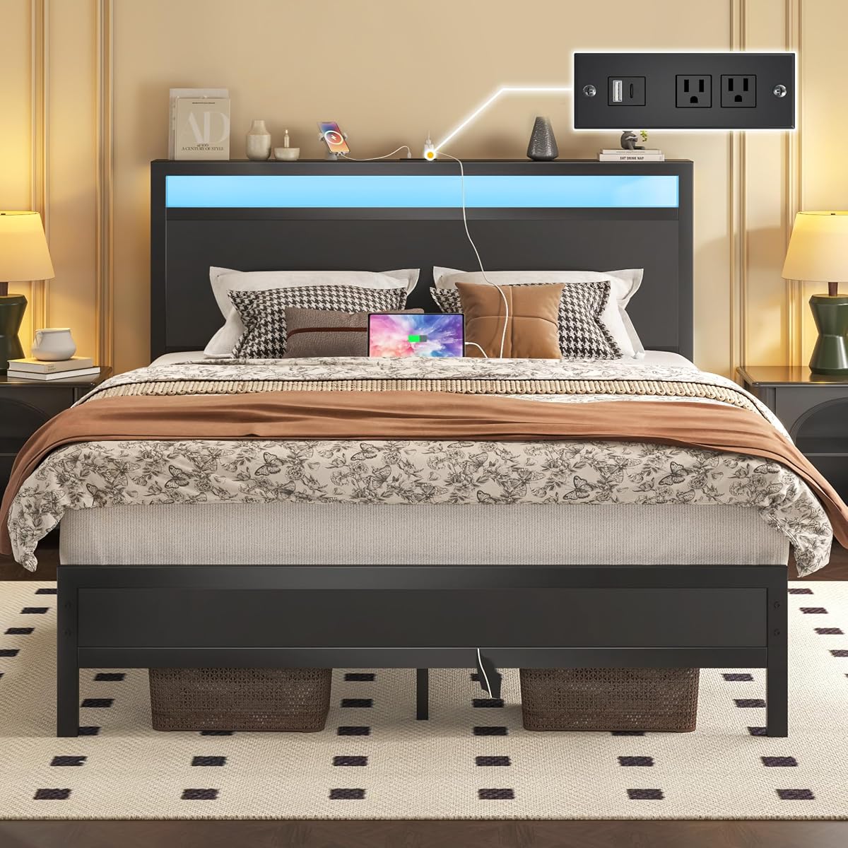 Full Bed Frame with Headboard & Footboard