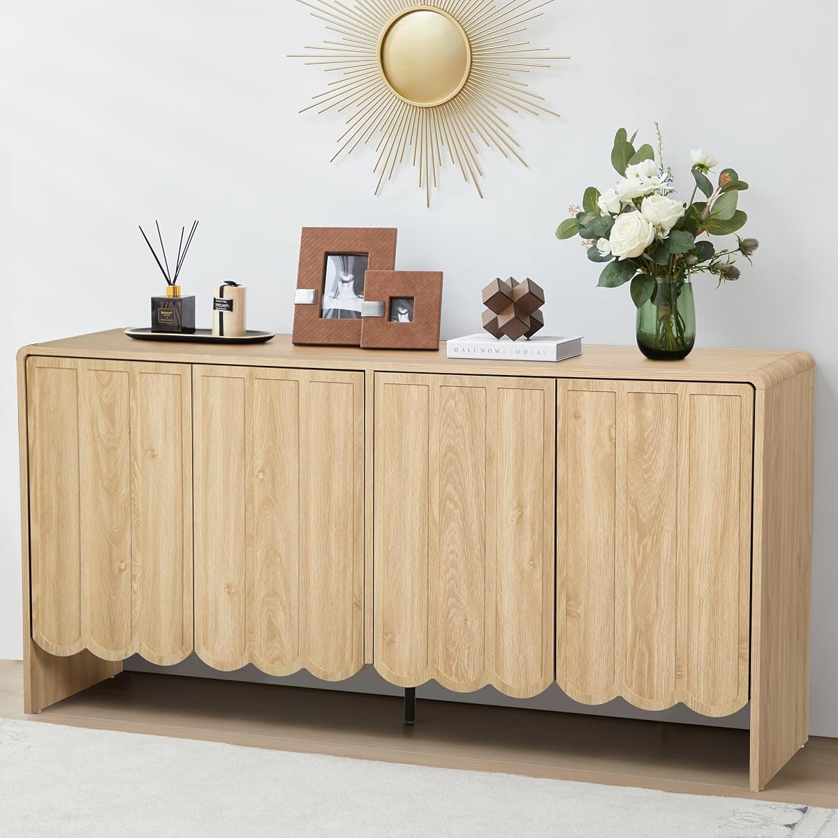 Sideboard Buffet Cabinet, Accent Storage Cabinets with 4 Doors