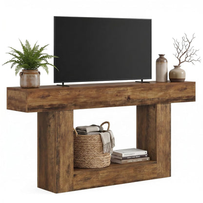 63" Farmhouse TV Stand for 65" TV, Two-Tone Media Console Table