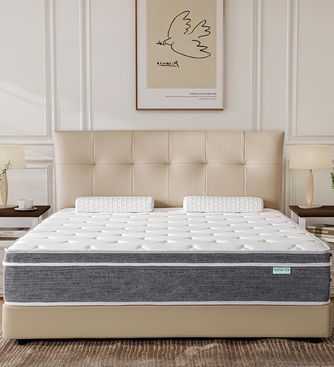 Queen Size Mattress 14 Inch, Cooling Hybrid Mattress in a Box