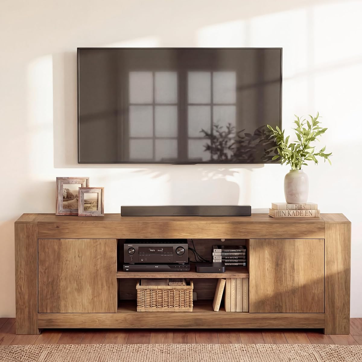 VASAGLE TV Stand with Storage, Farmhouse Entertainment Center for 80'' TV