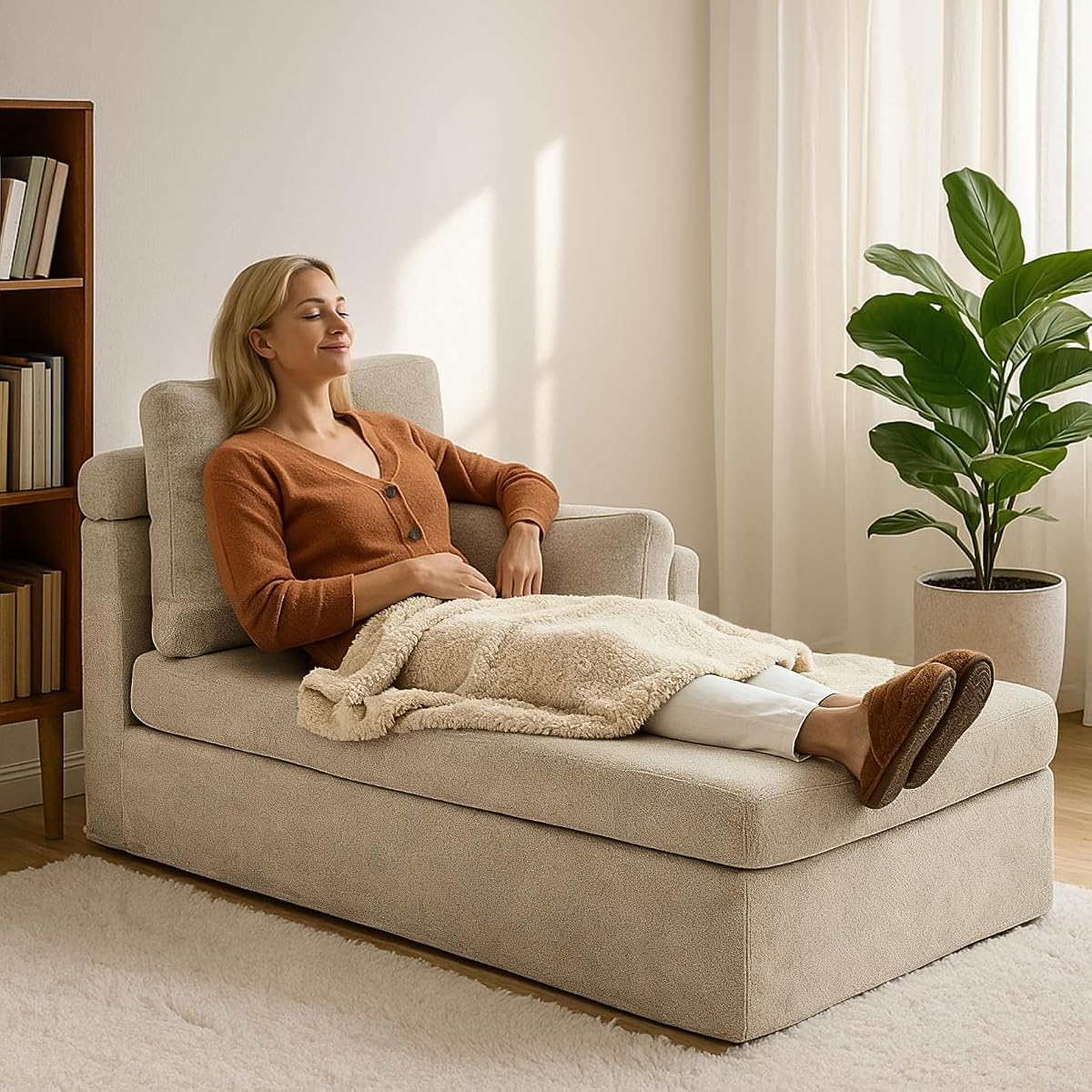 Modern 32''W Chaise Lounge with Right Armrest (Hold Left Arm), Indoor Recliner