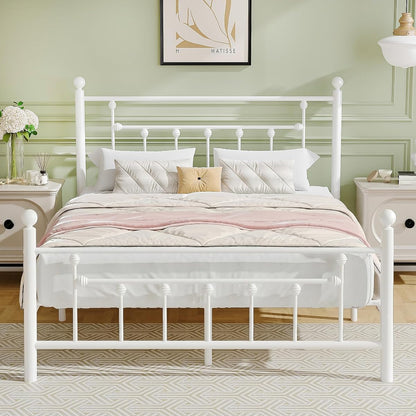 Full Size Metal Platform Bed Frame with Headboard and Footboard