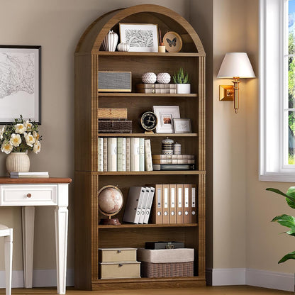 Arched Bookshelf, 75.8" Tall Arch Bookcase with Storage