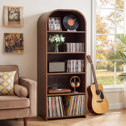 63'' Tall Record Player Stand, 5 Tier Large Record Player Storage Cabinet