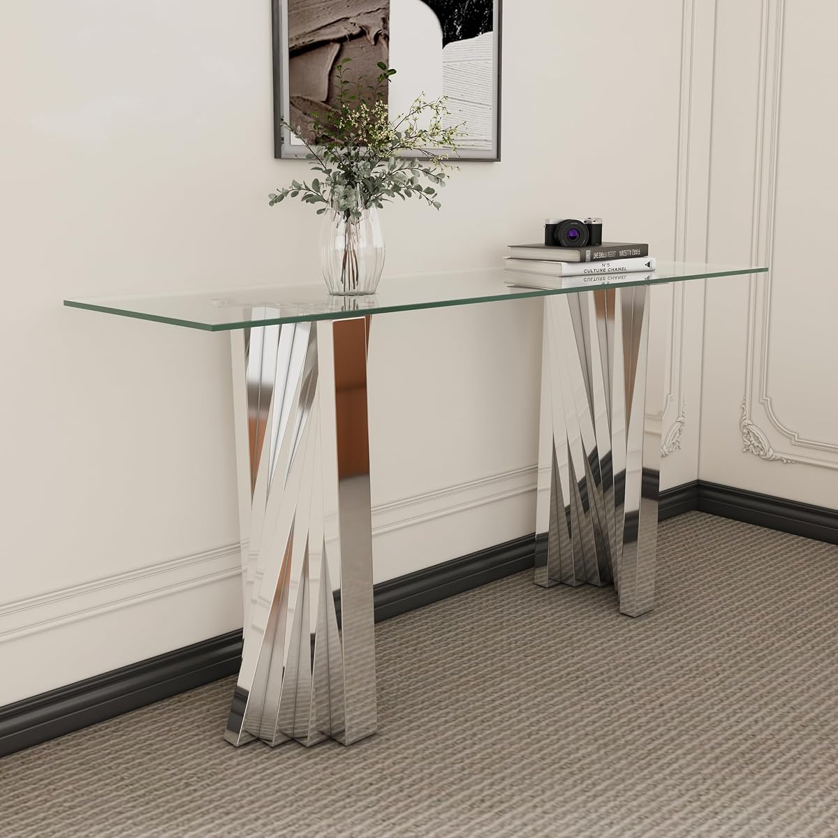 55" Glass Console Table