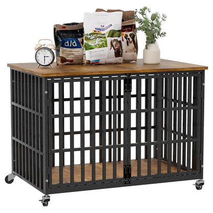 38 Inch Dog Crate Furniture, Heavy Duty Wooden Dog Kennel