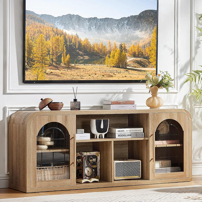 Curved TV Stand for TVs Up to 65", Modern Entertainment Center
